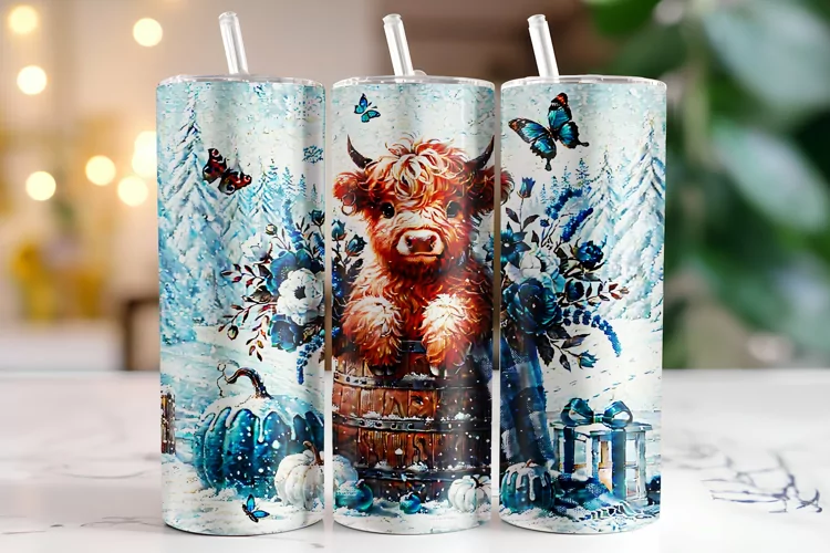 Highland Cow Tumbler Wrap | Sublimation