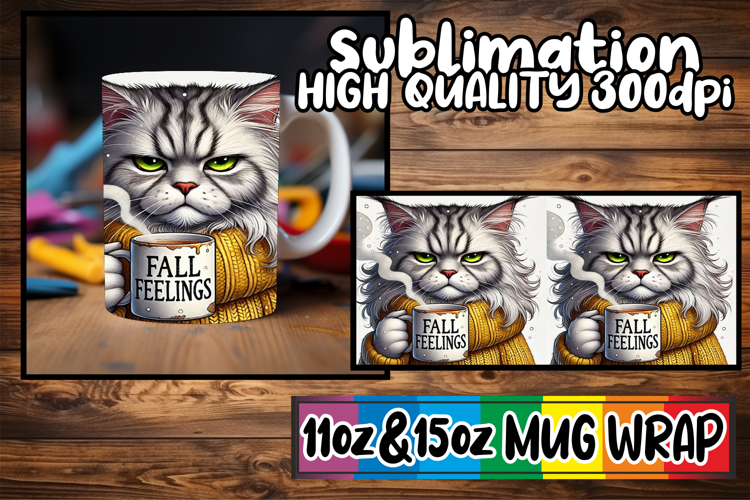 Lovely moments 11oz 15oz sublimation wrap, Grumpy Cat