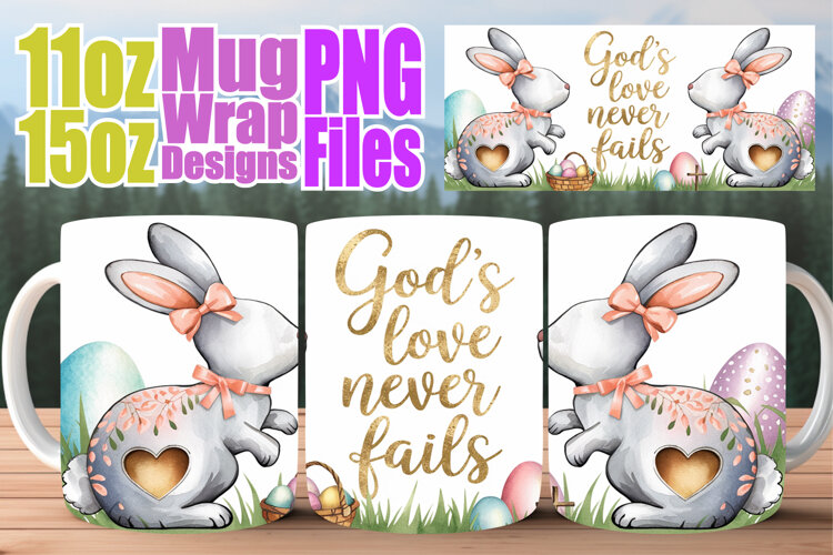 Inspiring sunsets 11oz 15oz sublimation wrap, Easter Bunny example image 1