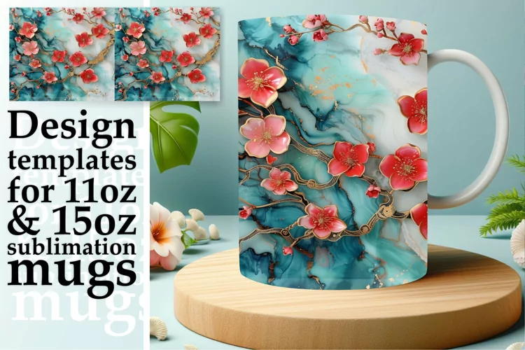 Whimsical Spring Fantasy Mug Wrap: 3D Sublimation