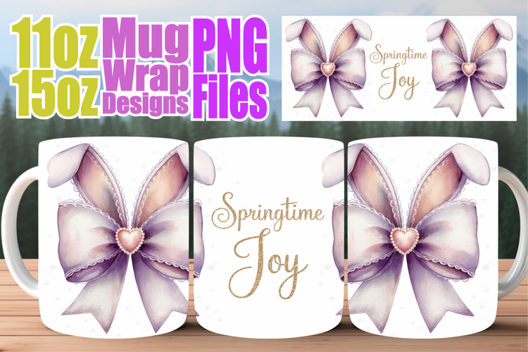 Radiant mornings sublimation mug wrap, Easter Bow