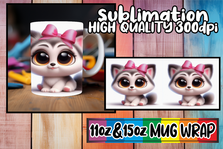 Enchanted reflections 11oz 15oz sublimation wrap, 3D Dog