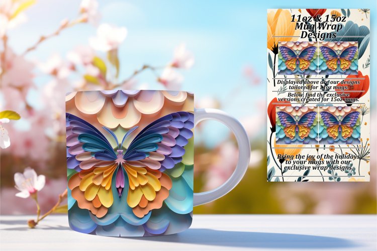 Radiant Spring Butterfly Flight: 3D Mug Wrap example image 1