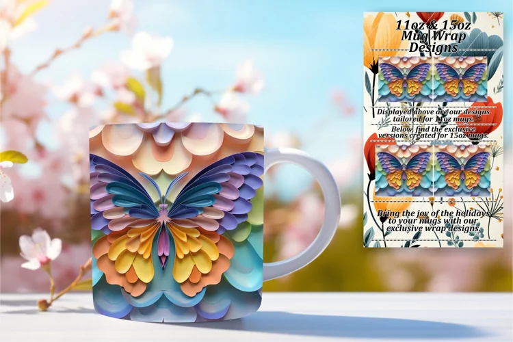 Radiant Spring Butterfly Flight: 3D Mug Wrap