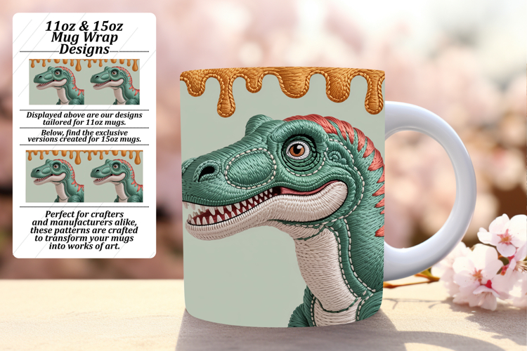 Gorgeous 11oz Mug Wrap Png Artwork , Cute Dino