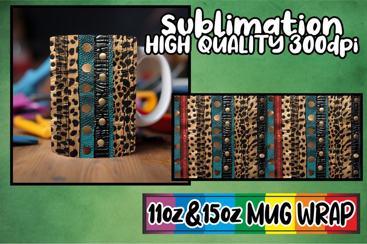 Chic 3D Leopard Flower Mug Wrap for Sublimation
