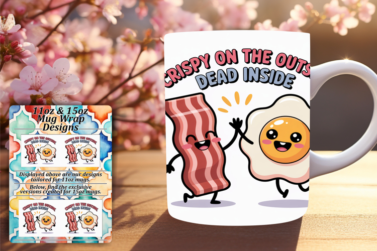 Cute 15oz Mug Wrap Png Artwork , Kawaii Food