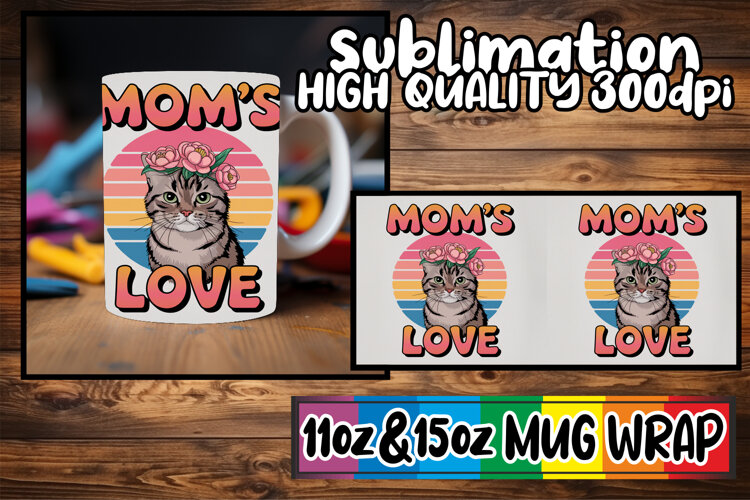 Breathtaking style sublimation 11oz 15oz mug wrap, Cat Lover example image 1