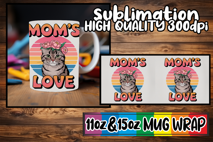 Breathtaking style sublimation 11oz 15oz mug wrap, Cat Lover