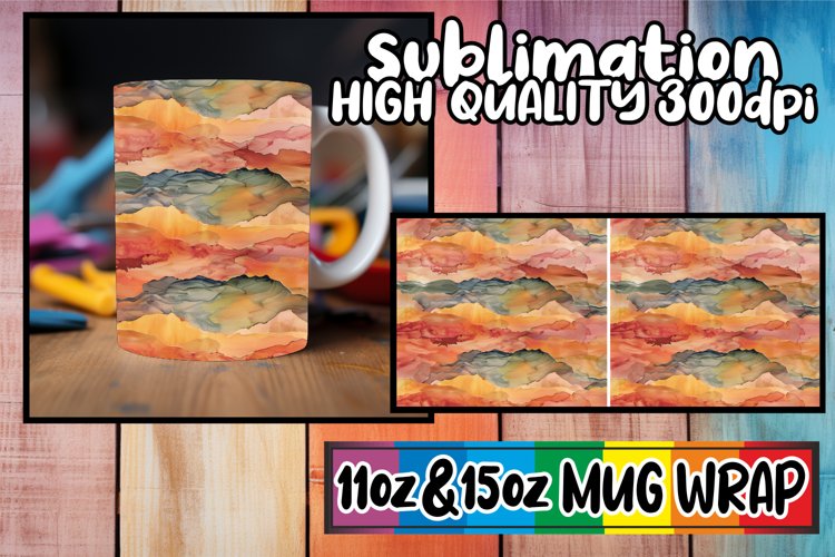 Abstract Watercolor Mug Wrap Sublimation 11oz 15oz Spring example image 1