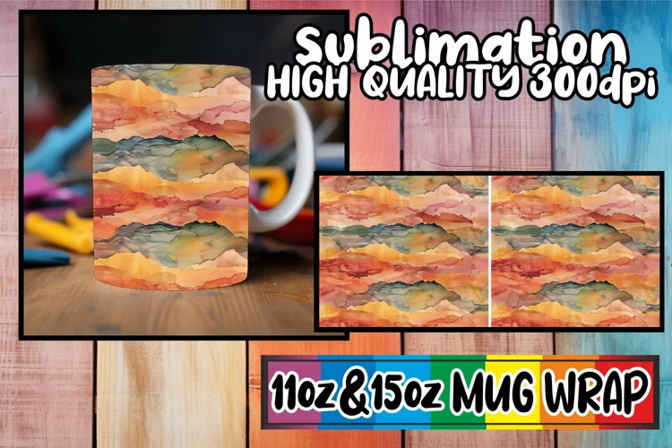 Abstract Watercolor Mug Wrap Sublimation 11oz 15oz Spring