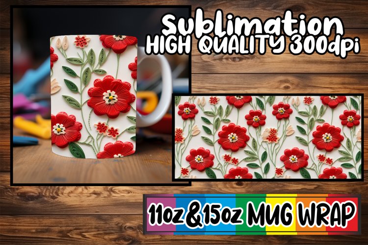 Enchanted 3D Floral Stitch Mug - 11oz/15oz Sublimation
