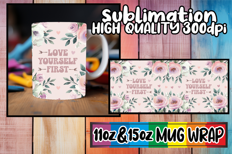 Radiant thoughts 11oz 15oz sublimation wrap, Flower Quote