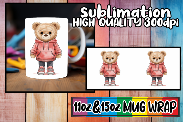 Bright horizons 11oz 15oz sublimation wrap, Teddy Bear