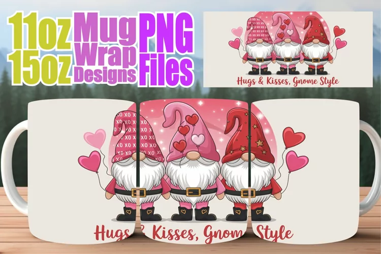 Serene evenings sublimation mug wrap, Love Gnome