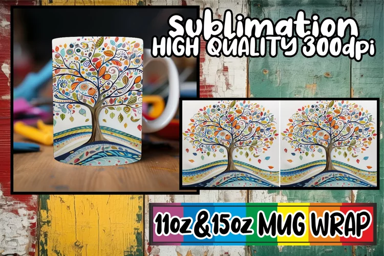 Enchanted Spring Mug Sublimation Wrap - Colorful Design