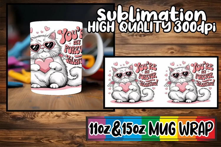 Joyful adventures 11oz 15oz sublimation wrap, Valentines Cat