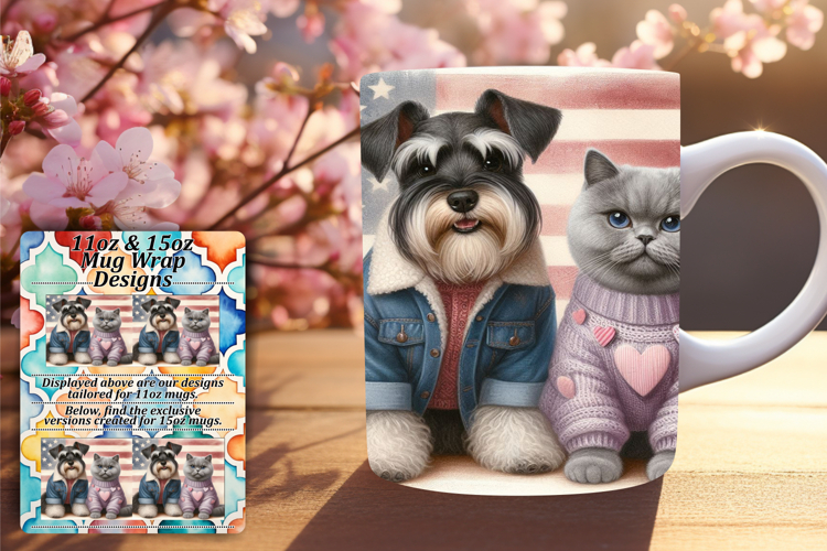 Magical 15oz Mug Wrap Png Artwork , Dog and cat