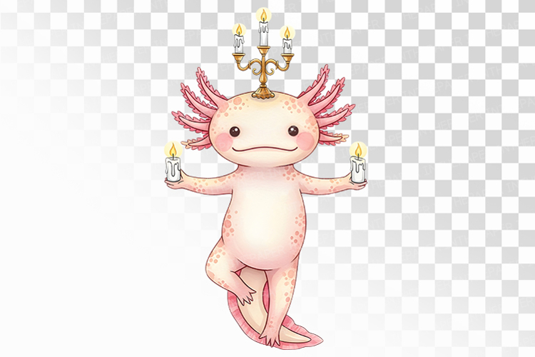 Halloween Axolotl Candelabra Balance Spooky Fun PNG Uparupa