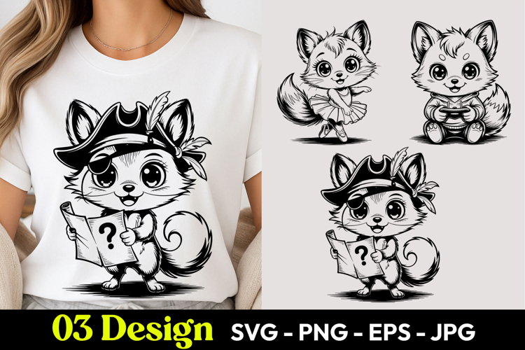 Pirate Fox Cartoon SVG PNG