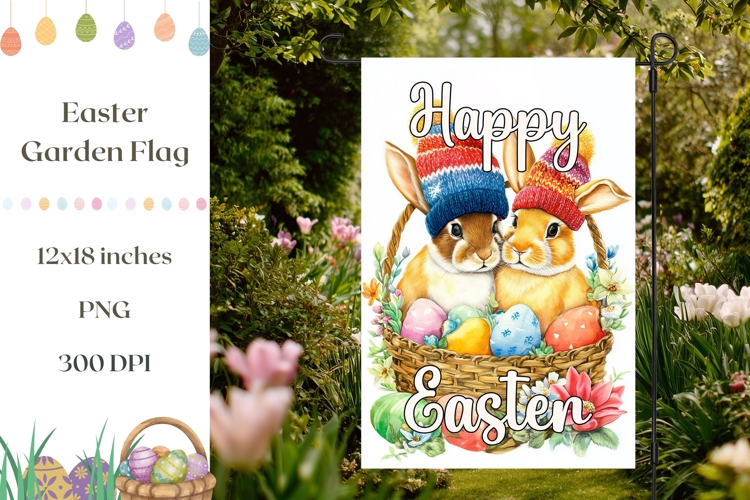 Easter Garden Flag, Easter Basket Garden Flag PNG