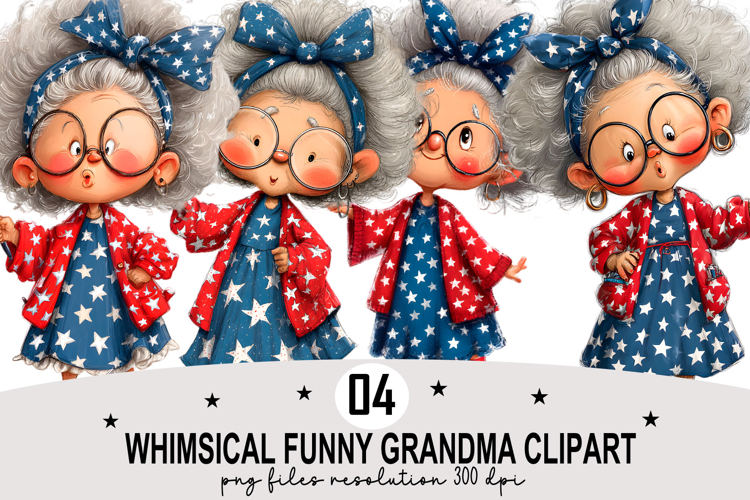 whimsical funny grandma clipart Watercolor PNG example image 1
