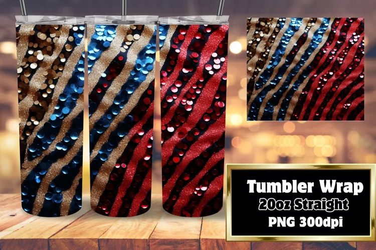 3D Cheetah Tumbler Wrap 20oz Sparkle Sublime