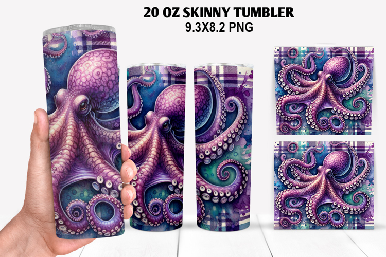 Octopus Skinny Tumbler 20oz Wrap Design, Animal Tumbler Wrap