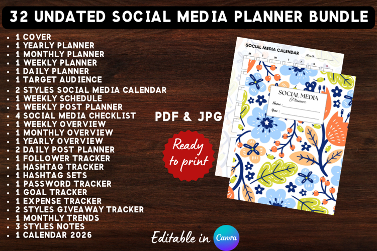 32in1 Printable Social Media Planner Template Bundle 8
