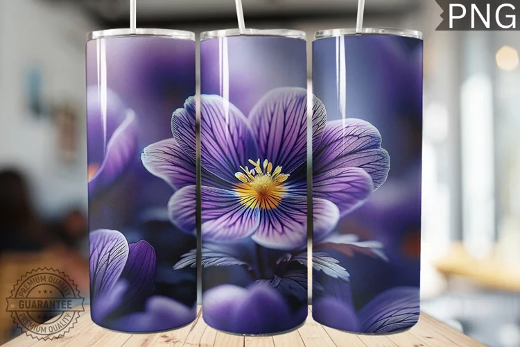 Pansy Flower Tumbler Wrap - Tumbler Design