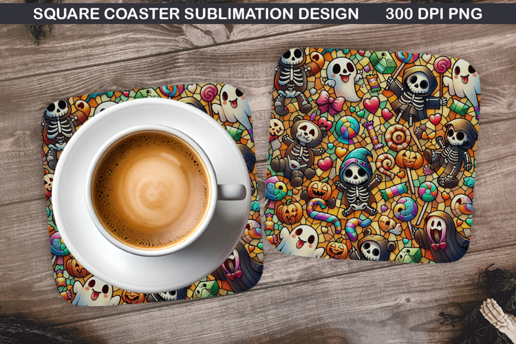 Halloween Coaster Sublimation, Halloween Coaster PNG Design example image 1
