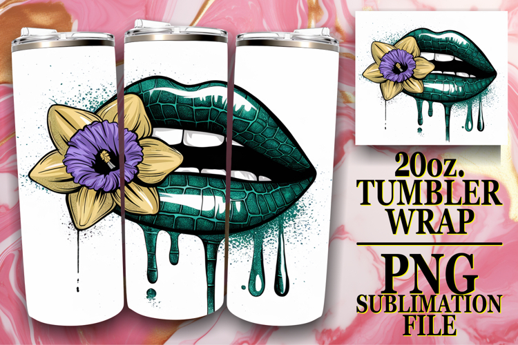 Happy beginnings 20oz tumbler wrap, Dripping Lips