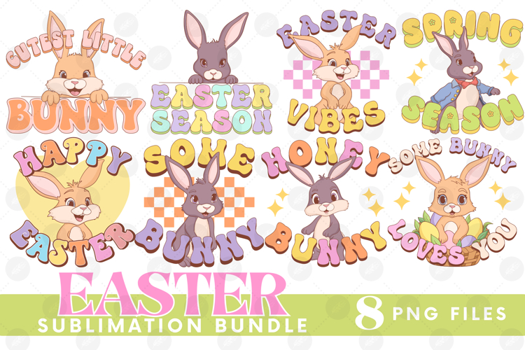 Easter Sublimation PNG Bundle Bunny Chick Farm Hip Hop Joy