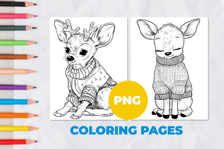 Cute deer in a sweater Coloring Pages | Coloring book