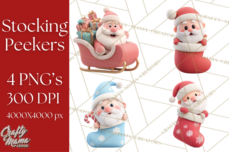 Christmas Stockings & Sleighs Clipart PNG Cute Holiday