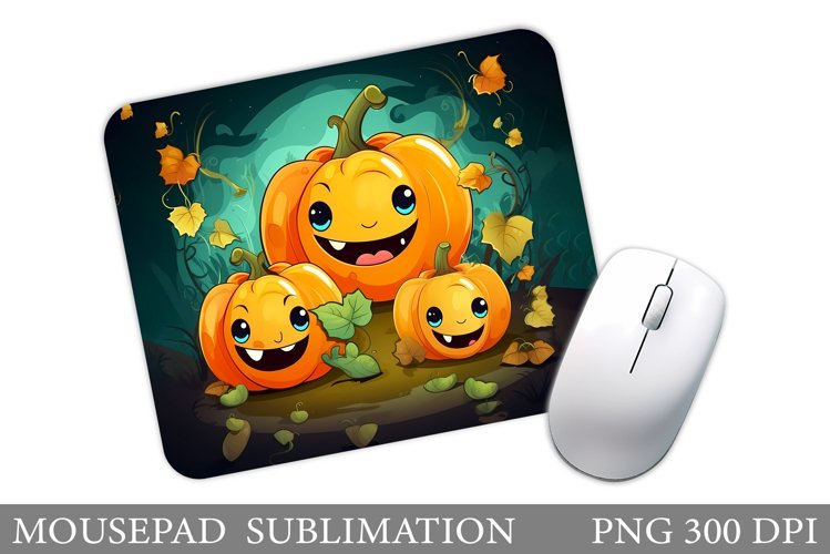 Cute Pumpkin Mouse Pad. Halloween Pumpkin Mouse Pad Design example image 1
