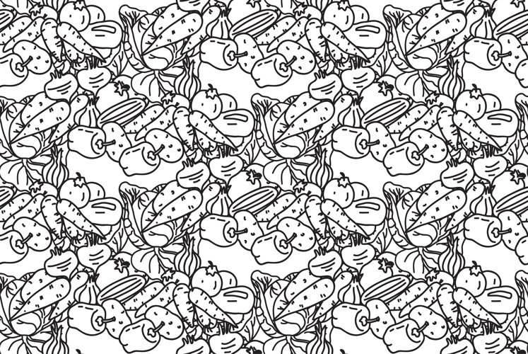 Line art botanical vegetables seamless pattern vector