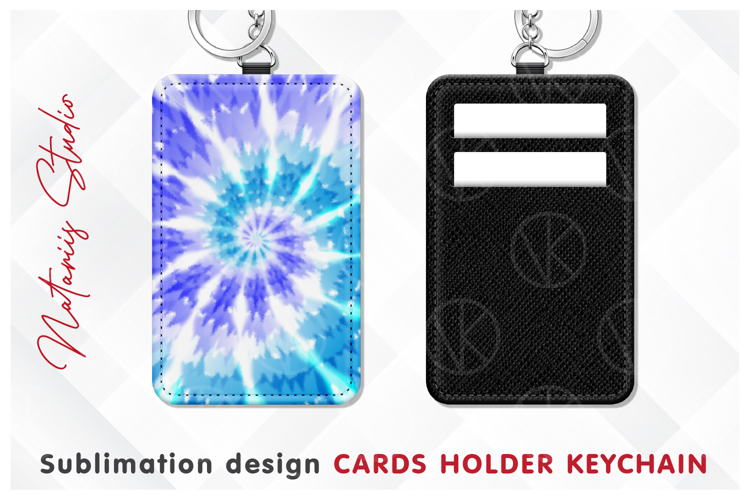 Vibrant Tie Dye Pattern - Sublimation Cards Holder Keychain.