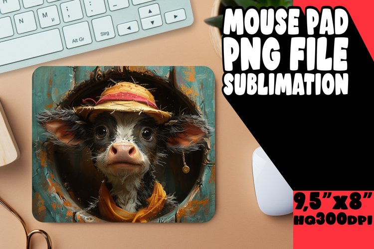 Cow Mouse Pad with Cute Pattern PNG