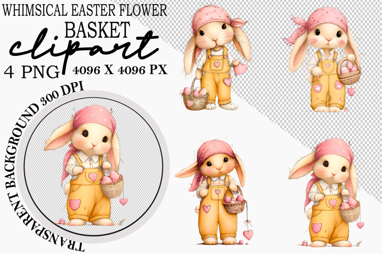 Whimsical Easter Flower Basket Clipart