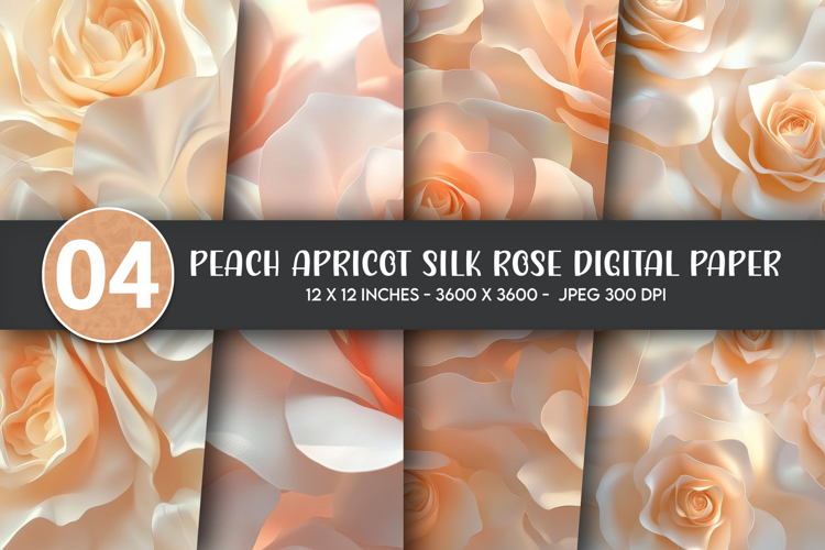 Peach Apricot Silk Rose Digital Paper