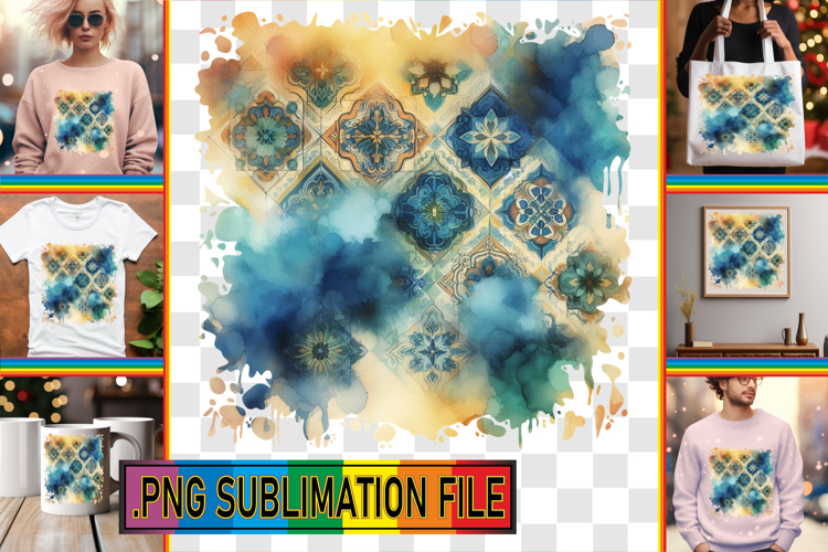 Radiant PNG TSHIRT Art, Watercolor Pattern