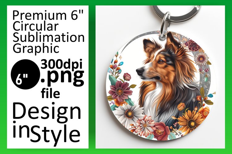 Cute Round Dog Sublimation Keychain