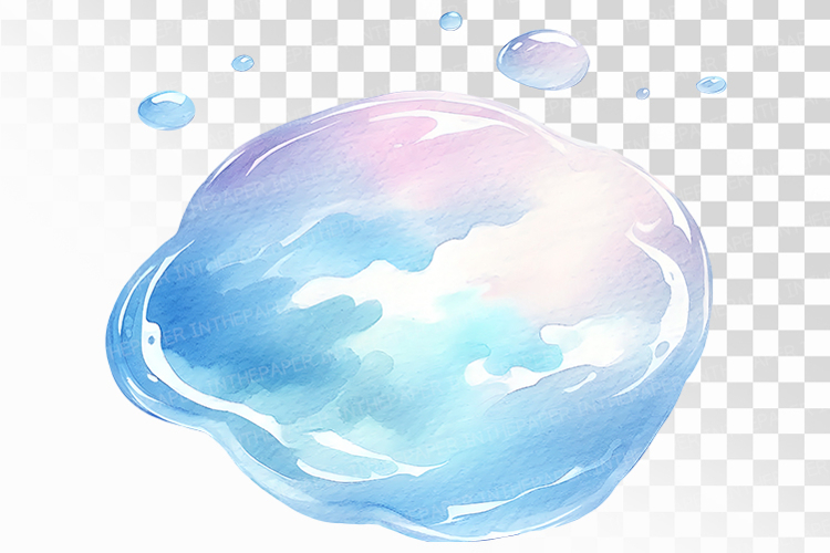 Watercolor Style Blue Water Droplets Abstract Pattern PNG