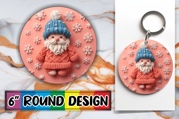 Holiday 3D Santa Claus Sublimation Wrap for Keychain Round