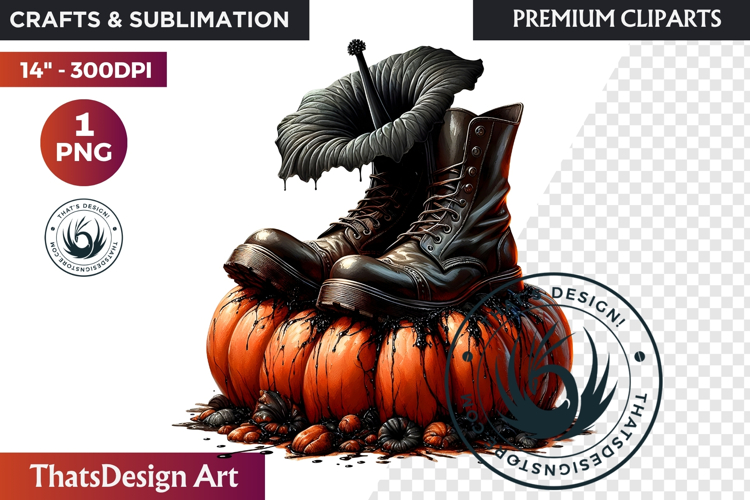Halloween Character Boots - Spooky Gothic Clipart PNG