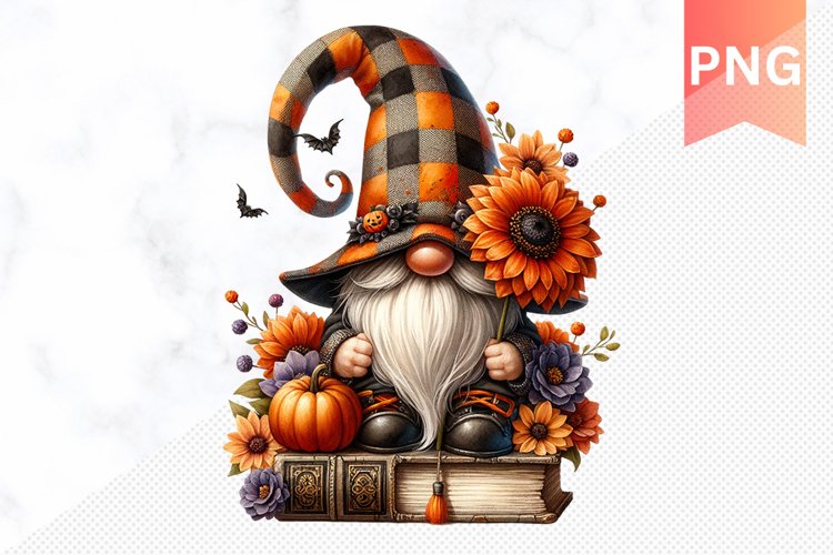 Halloween Gnome Books Sublimation - Halloween Clipart PNG