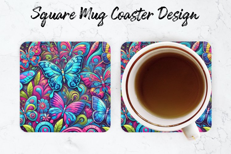 Butterfly Mug coaster | Coaster | Sublimation Design