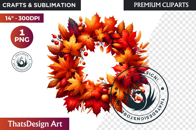 Autumn Harvest Wreath Clipart - Rustic Fall & Thanksgiving