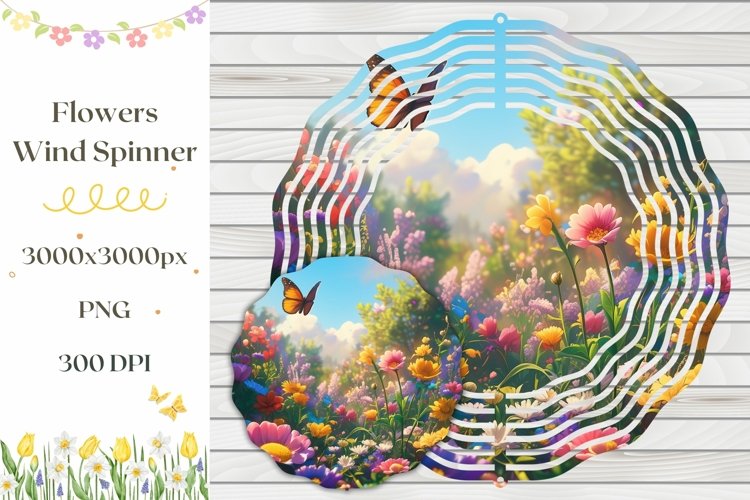 Spring Wind Spinner Design, Butterfly Wind Spinner PNG